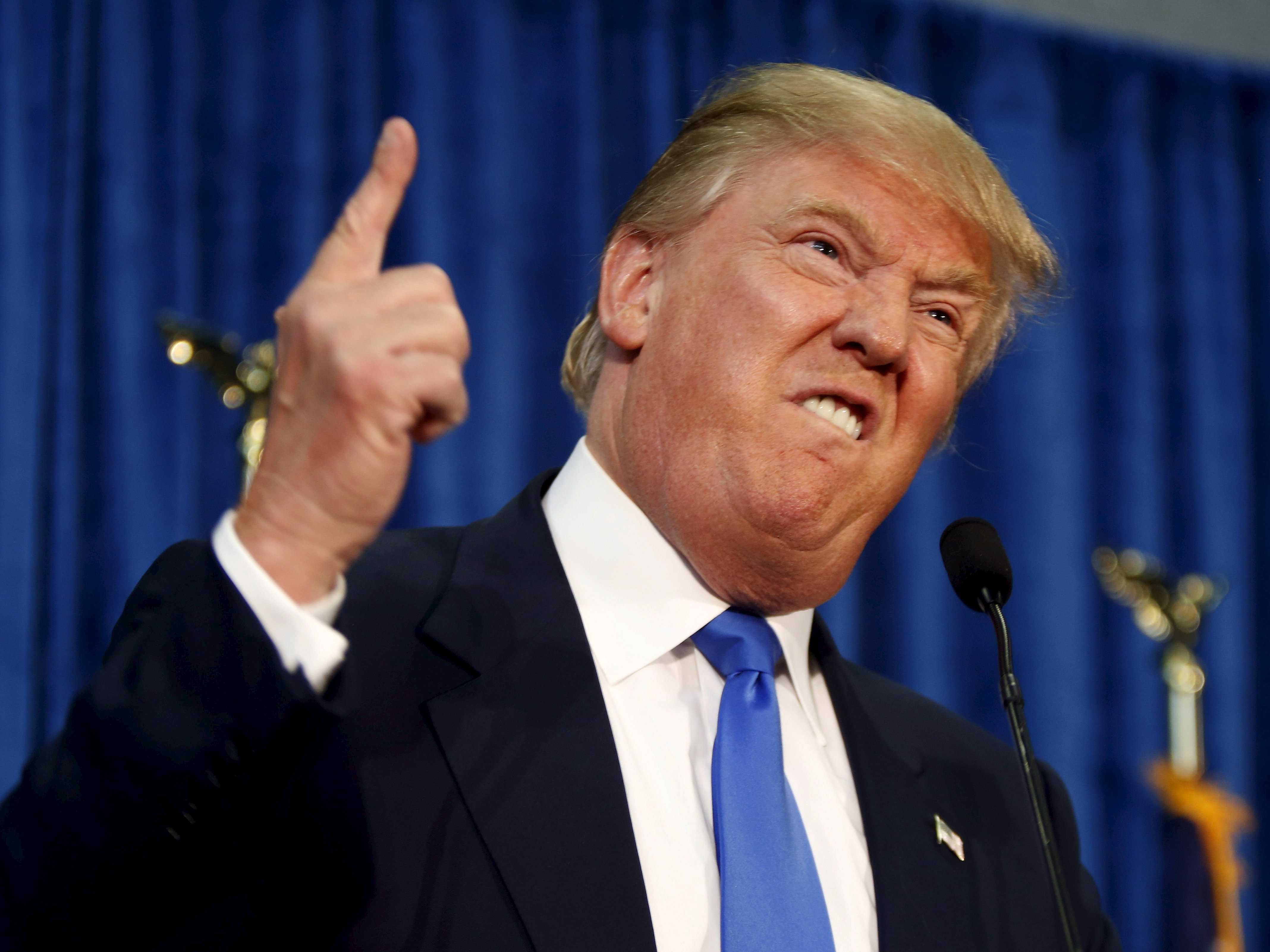 Donald Trump, a gátlástalanul halandzsázó-mocskolódó republikánus elnökjelölt (Fotó: Wonkette)