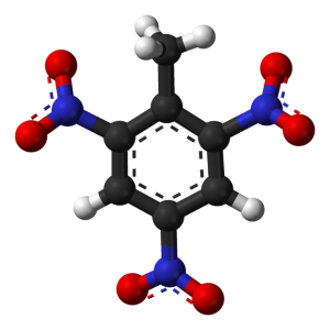 A TNT molekulamodellje (Accelrys DS, Wikipedia)