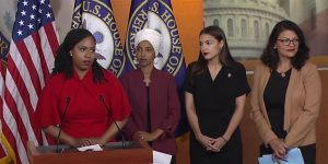 A Trump által letámadott színesbőrű képviselőnők: Ayanna Pressley, Ilhan Omar, Alexandria Ocasio-Cortez és Rashida Tlaib (Fotó: MSNBC)