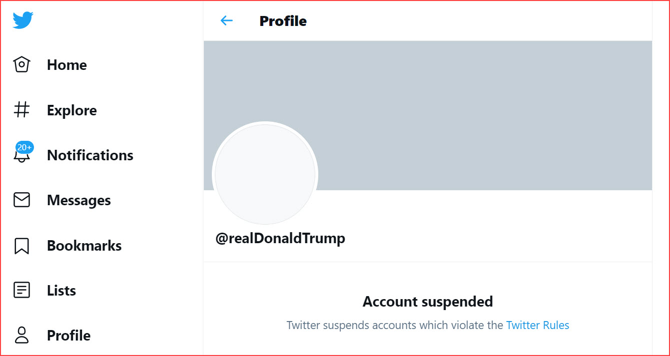 Trump kedvenc Twitter-fiókja felfüggesztve (Képernyőmásolat)