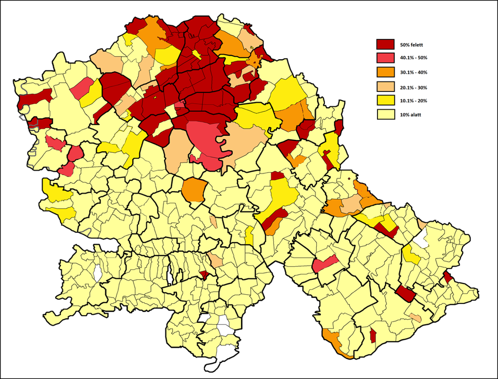 A vajdasági magyarok területi elhelyezkedése, 2011